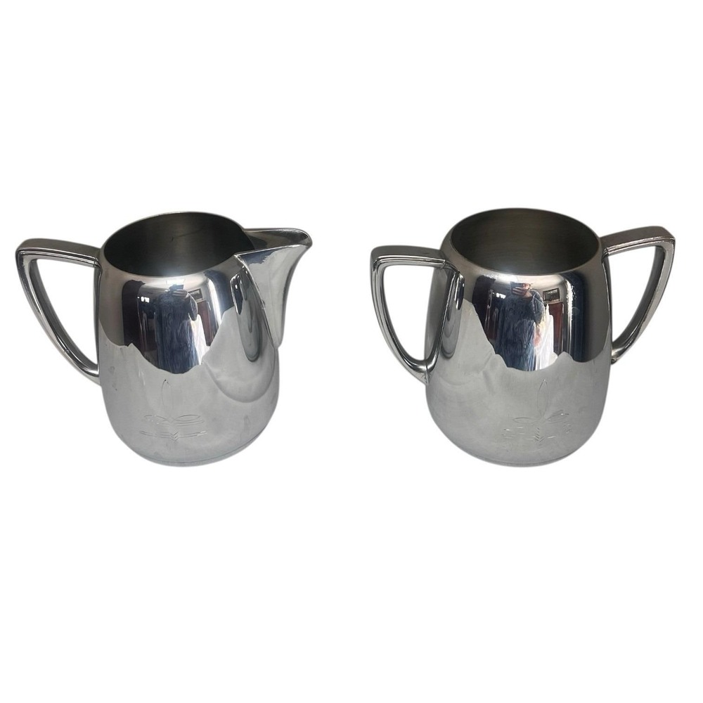 VTG Universal Chrome Cream Sugar Mid Century Modern International Silver Co 8905